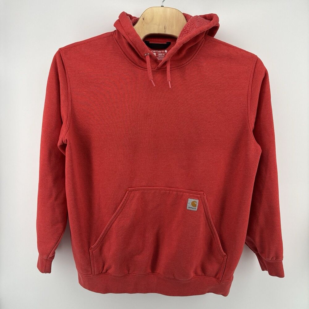 Carhartt K288 Menβs XL Red Loose Fit Midweight Logo Sleeve Hoodie